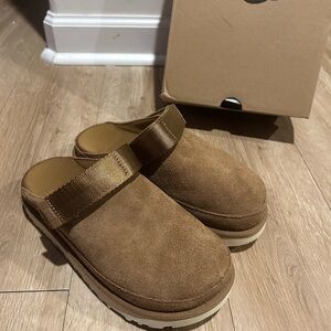 UGG Chestnut Suede Clogs